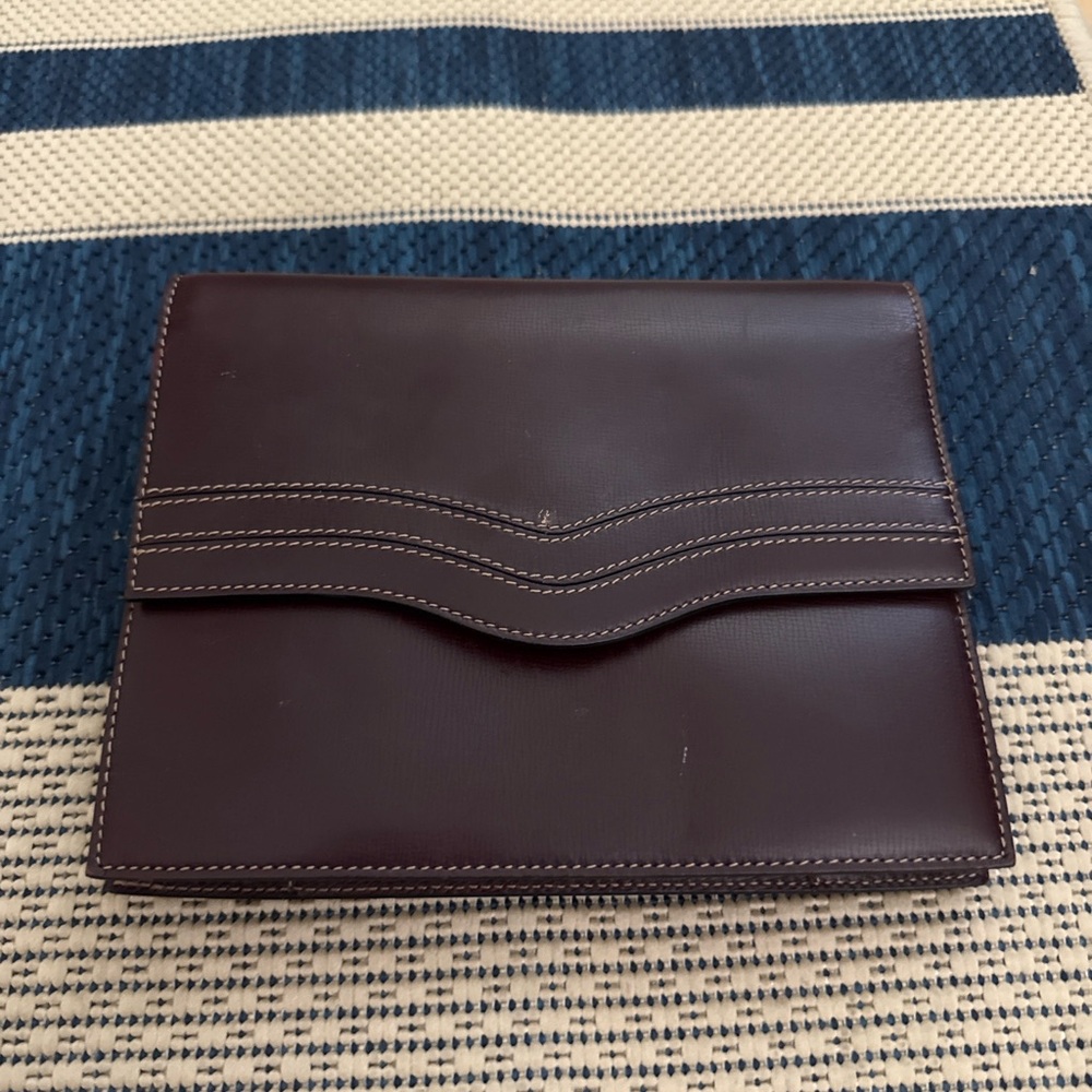 Men's Leather Portfolio Clutch in Dark Brown
